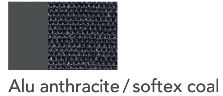 Zwei Farbmuster: Alu weiß/Softex Shell und Alu anthrazit/Softex Coal.