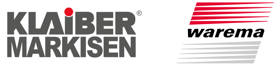 Logos von Klaiber Markisen und Warema.