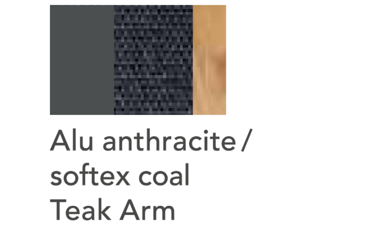 Zwei Farbmuster: Alu weiß/Softex Shell und Alu anthrazit/Softex Coal.